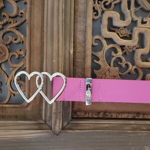 Betsey Johnson "Barbie pink" belt with heart shaped buckle